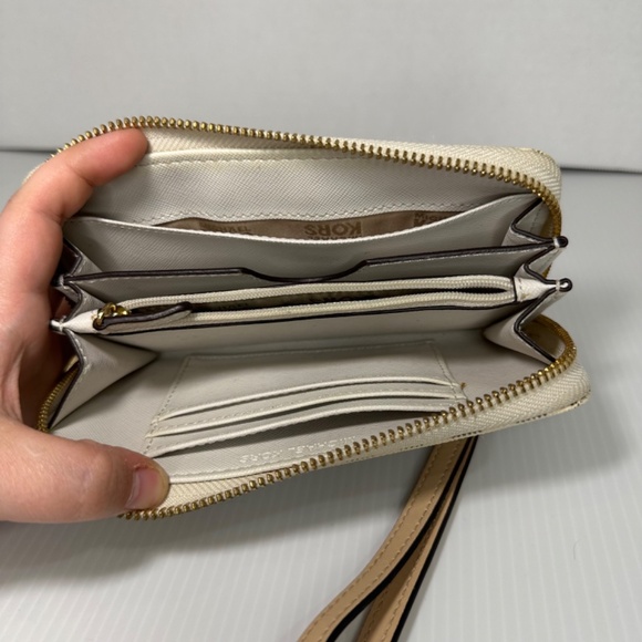 Michael Kors Logo Jet Set Continental Wallet Wristlet Vanilla/Gold - Picture 6 of 9